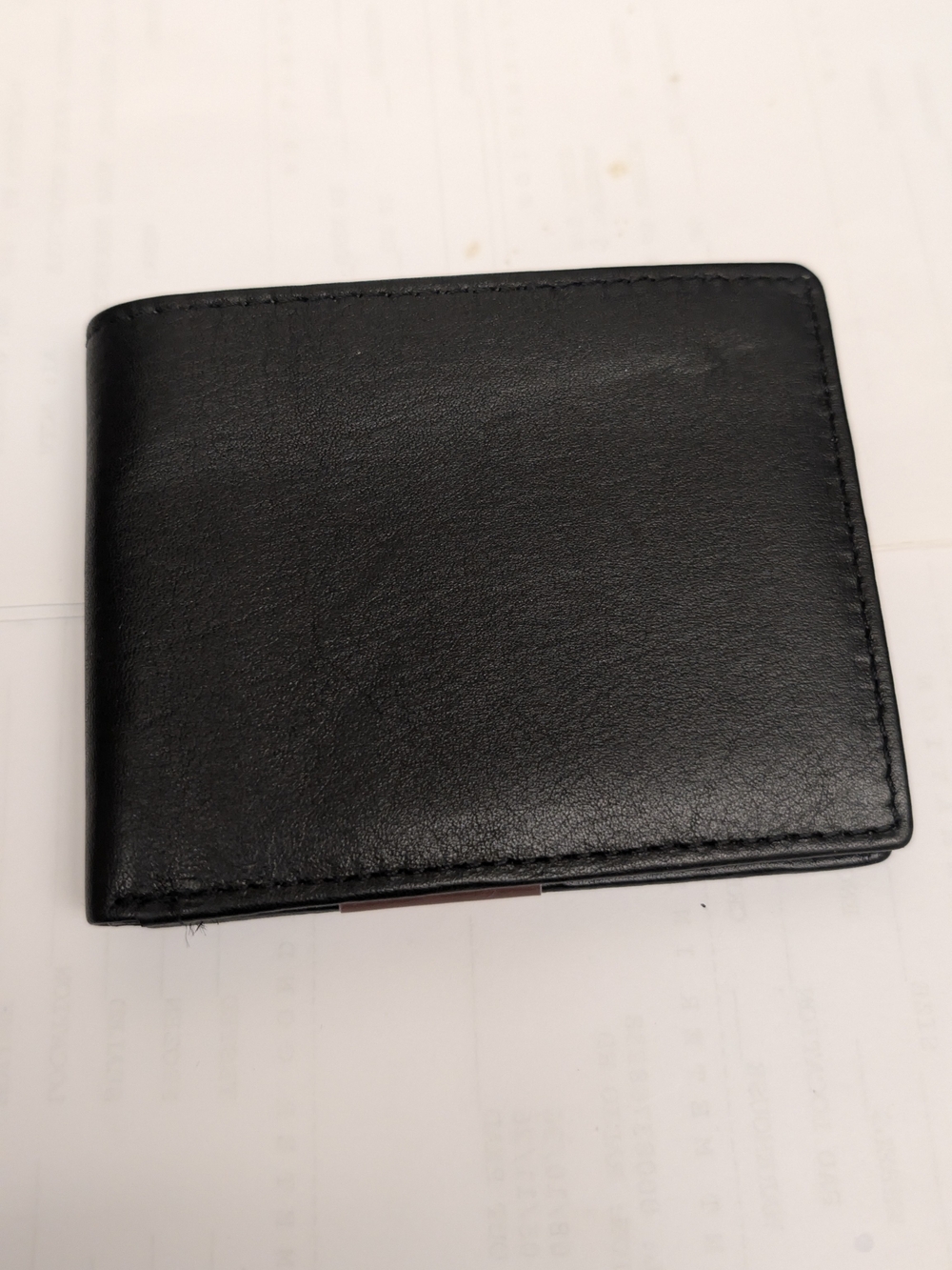 Men's Black Leather Bi-Fold Wallet - Minimalist Everyday Wallet